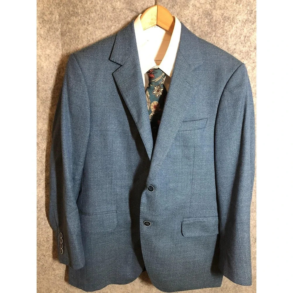 Coppley Blazer Mens 40 Short Blue Wool Sport Coat Jacket Career Casual Classic